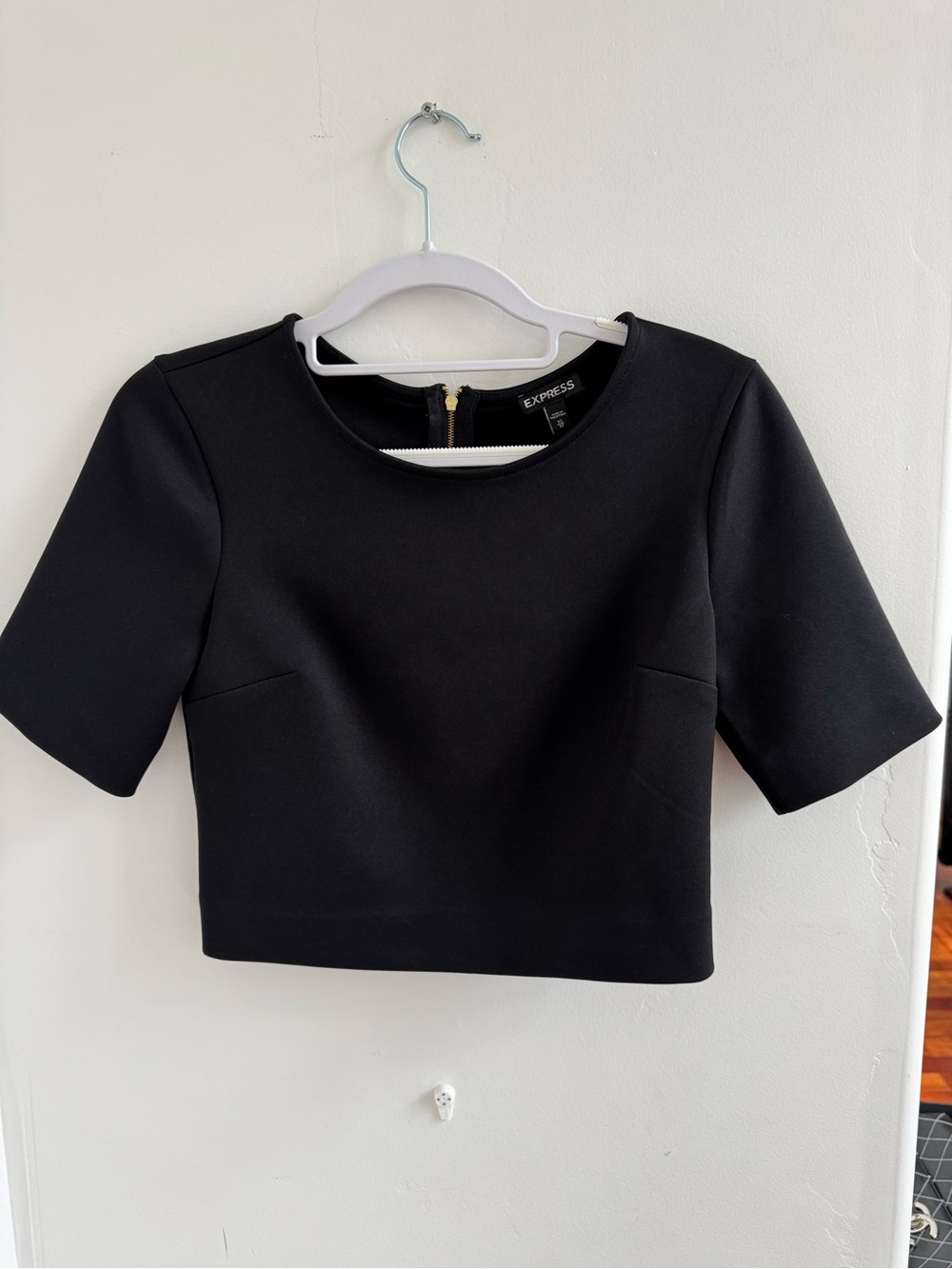 Express Black Structured Cropped Top